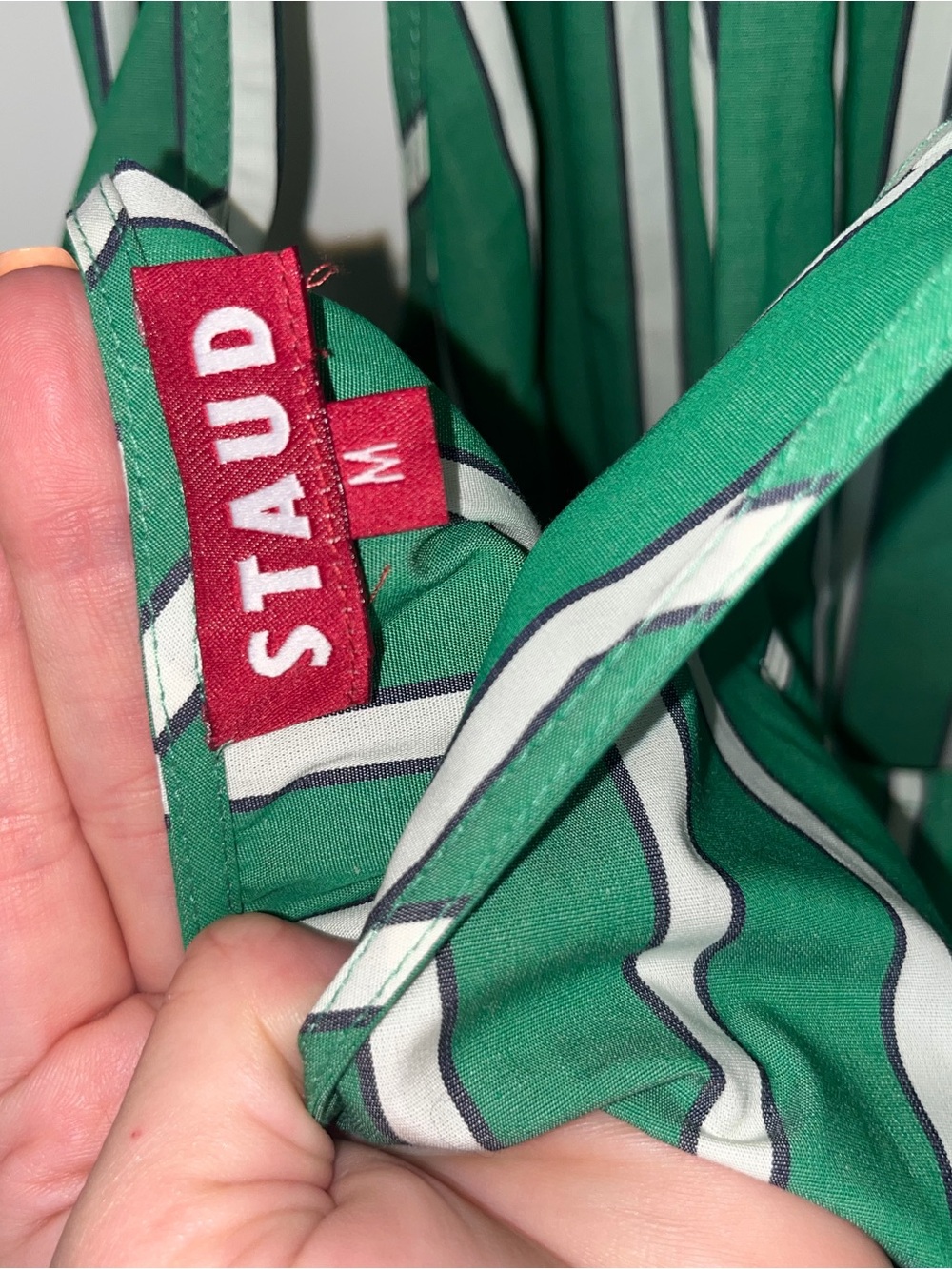 STAUD Green and White Striped Mini Dress - Picture 4 of 7